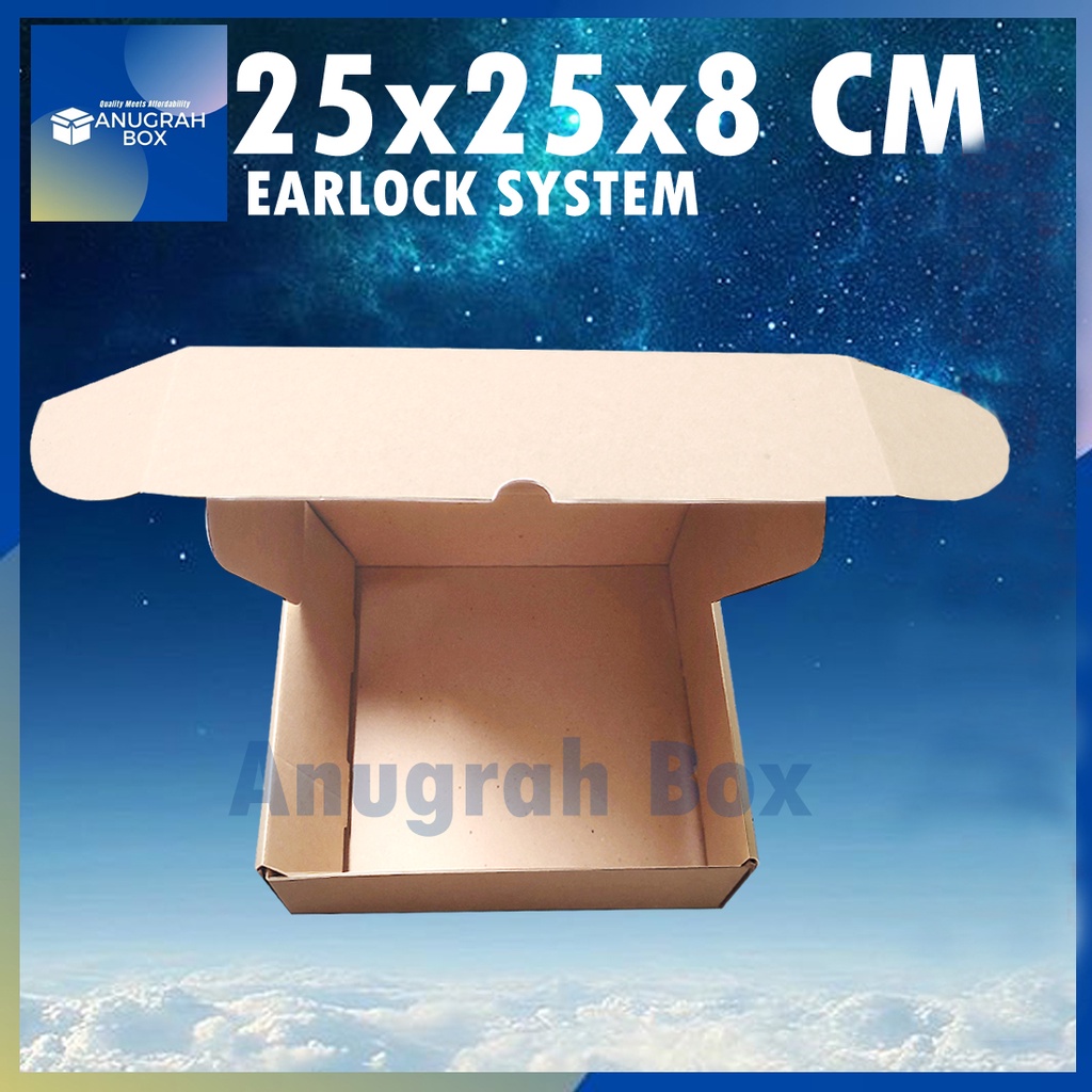 

Kardus Dus uk 25x25x8 cm ( ECER ) Die Cut Box Kotak Packing Aksesoris Baju Kue EARLOCK FULL