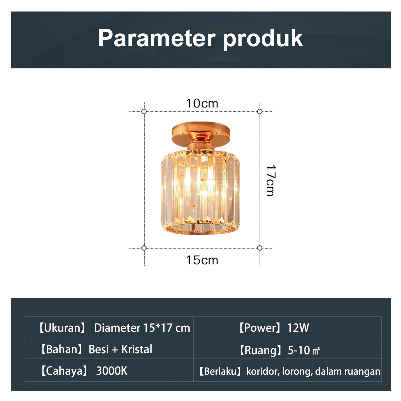 Golden LED Lampu kristal plafon rumah Lampu ceiling modern crystal round ceiling lamp Lampu kristal kanopi