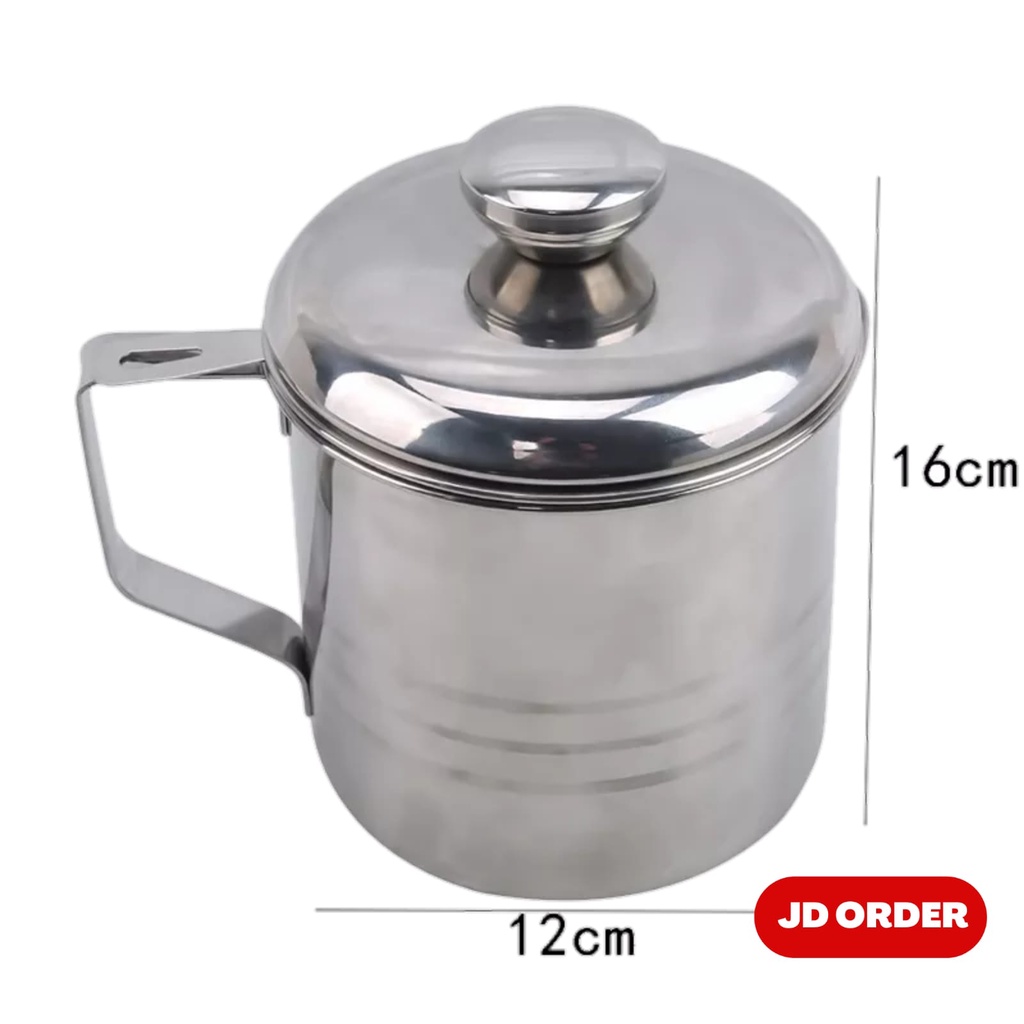 Oil Pot Stainless Steel Wadah Penyaring Minyak Goreng 1.2 Liter