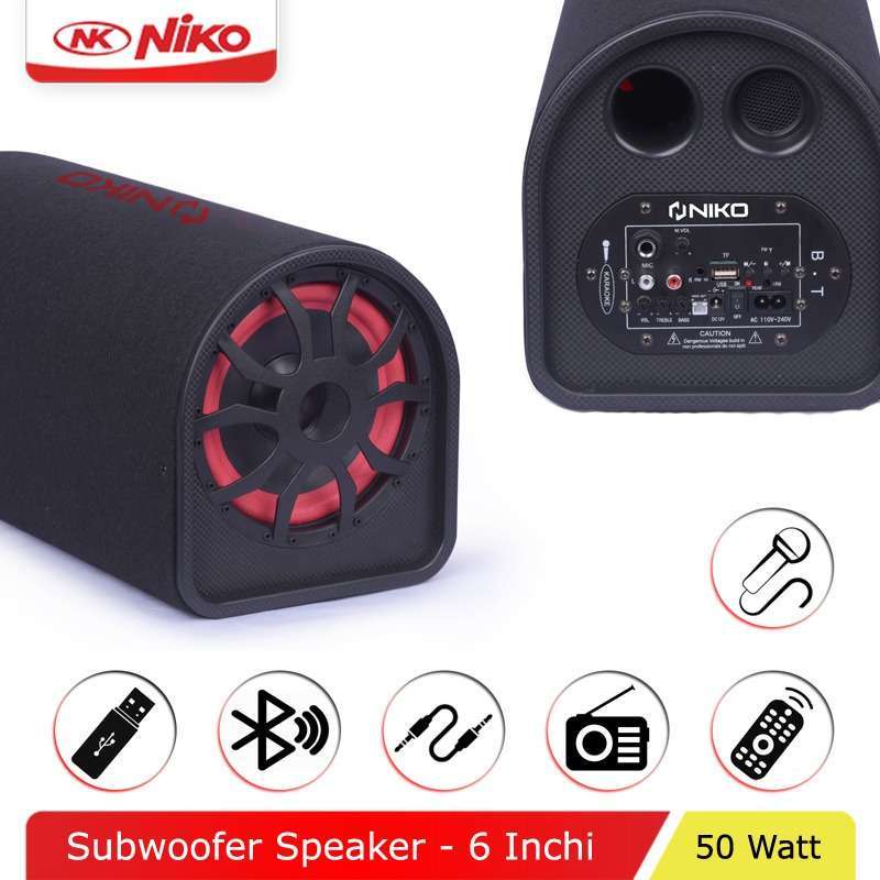 Niko Gl6 FREE MIC Subwoofer Car Speaker 6 Inch 50 Watt | Speaker Tabung 6 inch Subwoofer Car speaker AC/DC | Speaker Aktif NIKO NK-GL6 | FMS