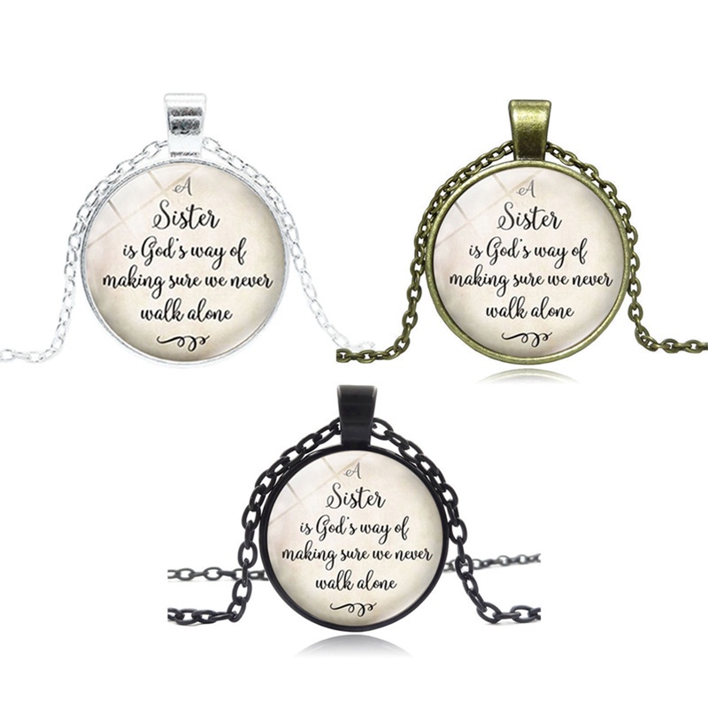 Fancyqube Kalung Tulisan Quotes A Sister Is God 's Way Of Maker We Never Walk Alone Untuk Hadiah Perhiasan