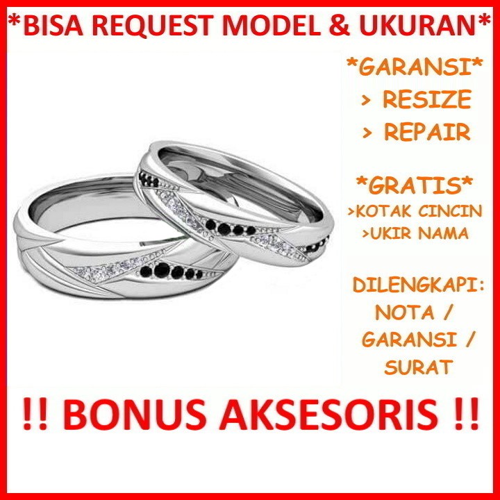 Gratis Ukir Nama Garansi Silver Asli Bisa Pesan Model Cincin Kawin Couple Perak Tunangan Nikah Id507