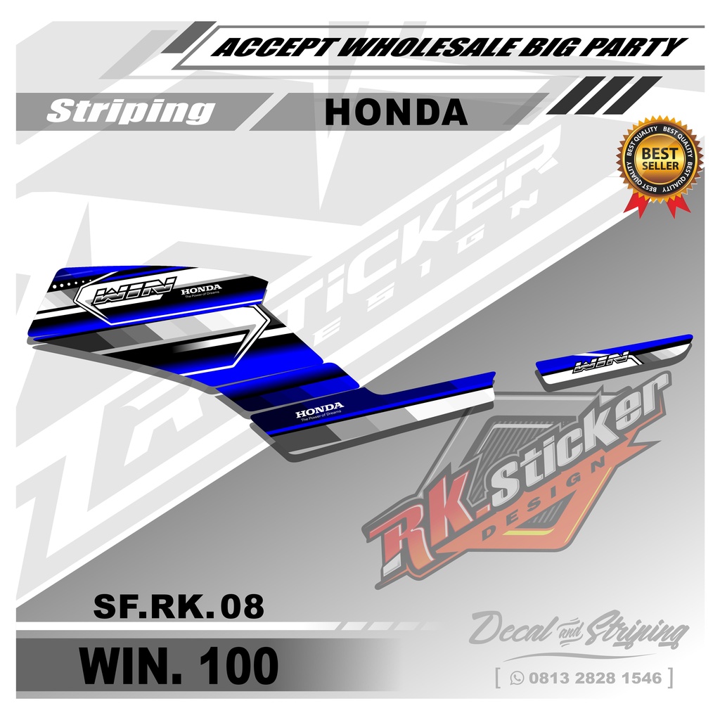 Stiker Motor WIN 100 Sticker Striping Variasi Motor WIN 100 Desain Racing Rk-08
