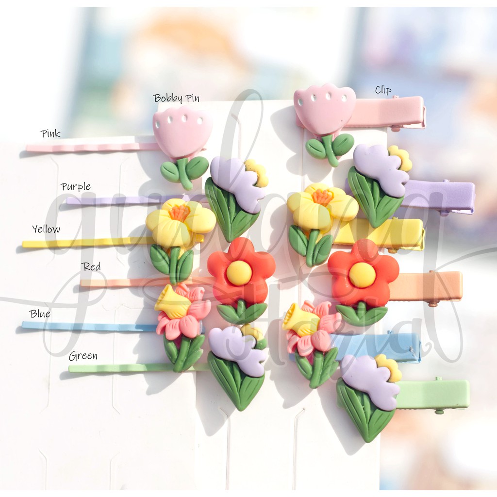 Jepit Rambut Dan Bobby Pin Simple Flower ISI 2 Hairclip Bunga Warna Warni Indah GH 201946