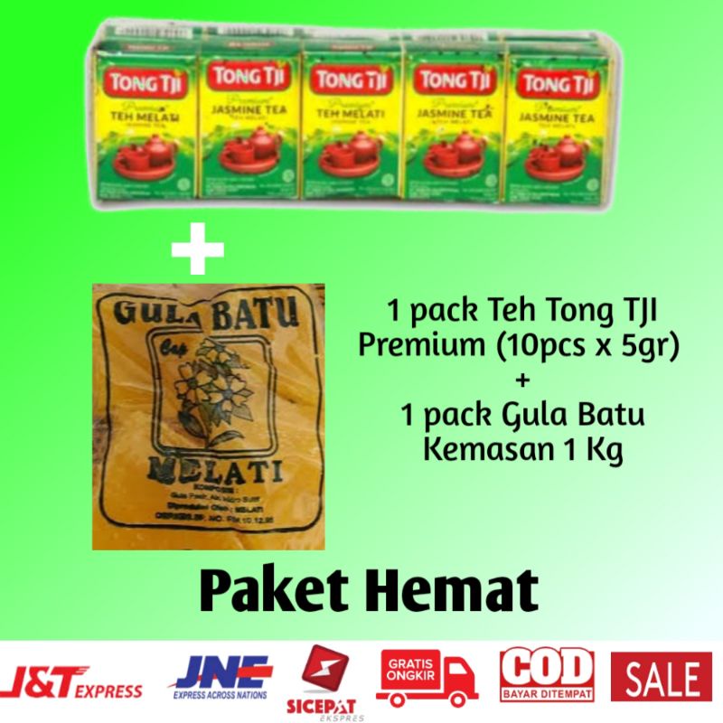 

PAKET HEMAT TEH TONG TJI PTEMIUM 1 PACK + GULA BATU KUNING KEMASAN 1KG