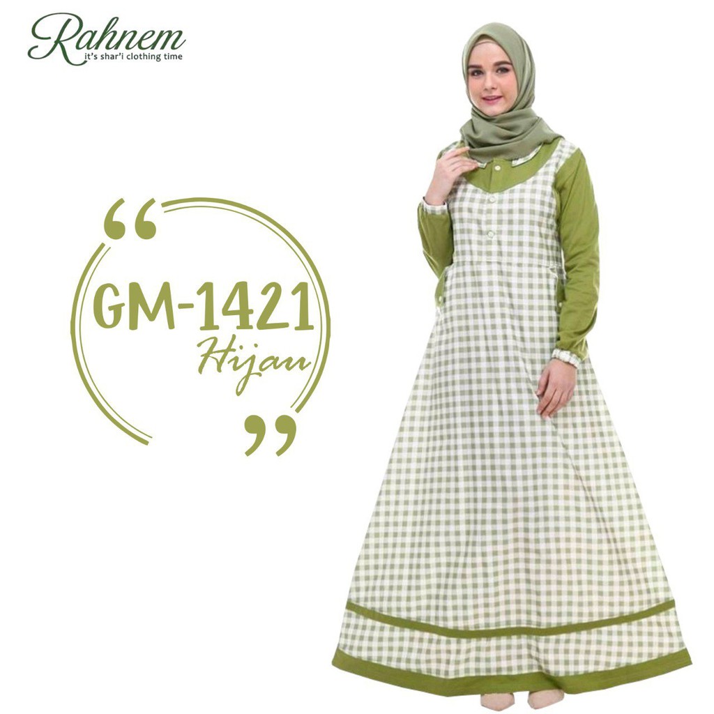 Rahnem GM-1421 HIJAU / Gamis sarimbit /gamis couple / gamis keluarga / gamis branded
