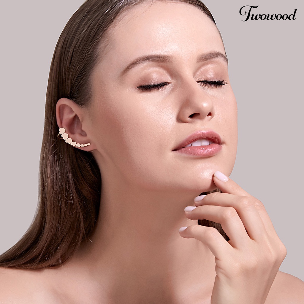 Twowood 1Pc Clip Earring Stars Simple Jewelry Electroplated Delicate Ear Cuff for Wedding