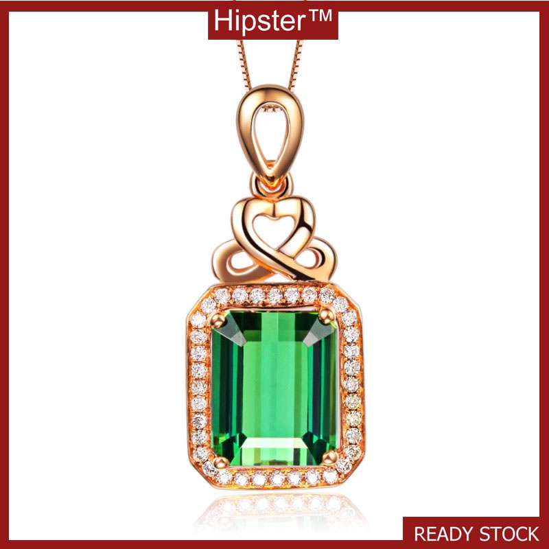 Fashion Classic Hot Sale 18K Rose Gold Square Emerald Necklace