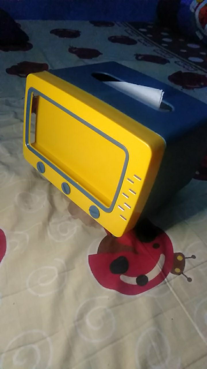 Kotak Tisue Bentuk Desktop Tv Multi Fungsi. Tisue Box Dengan Holder Kardus Warna Biru