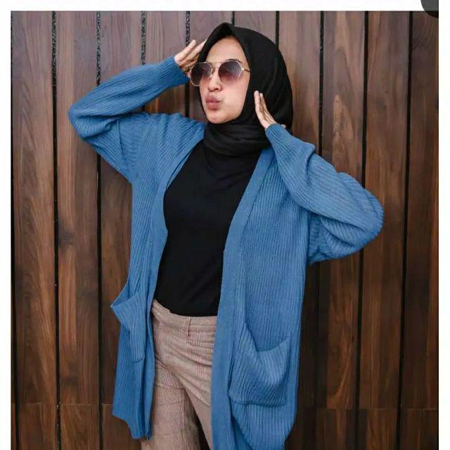 KARDIGAN BELLE/CARDI OVERSIZE RAJUT PREMIUM-Denim