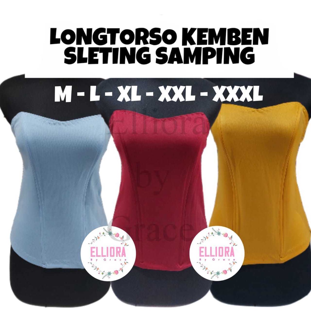 [Seri Warna A] Longtorso Tulang Sleting Samping Kemben / Kamisol / Bustier / Inner Dalaman Kaos Keba