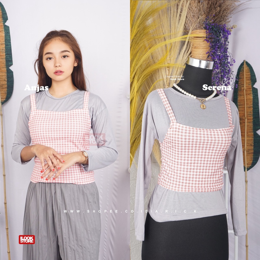 ilook | Tanktop Anjas | Tanktop Serena Gingham | Tanktop Outer Bahan Creap Motif Kotak-SALEM