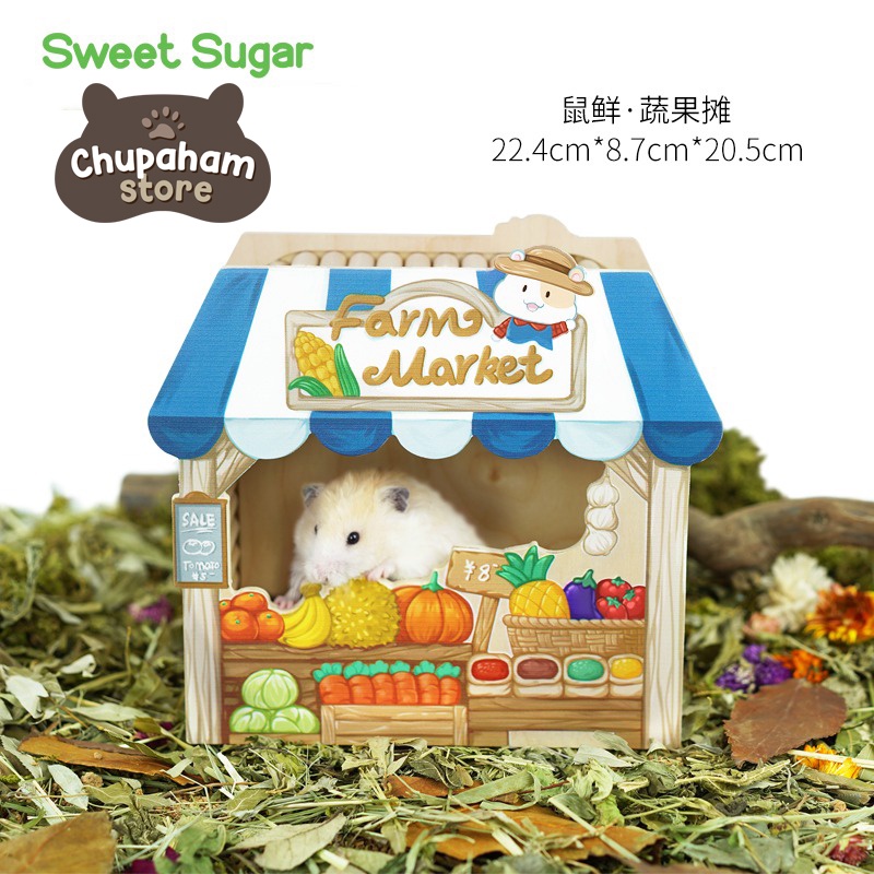 Sweet Sugar Wooden House Collection / Hideout Hamster Gerbil Kayu Lucu Import Rumah Kayu Aksesoris Kandang Hamster-Hams Market
