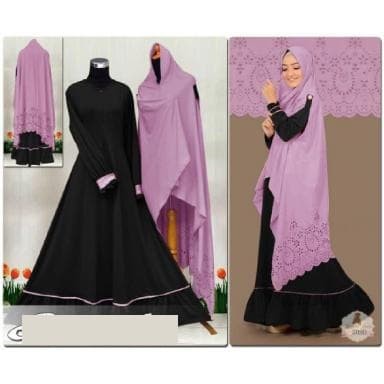 Muslim / 3816 maxi dress muslimah baju gamis busui anggun biru tosca laser cut