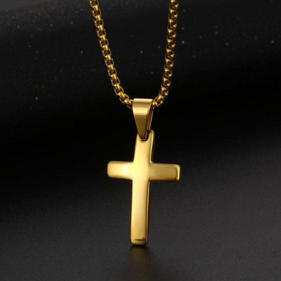 3 Warna Salib Kalung Liontin Rantai Baja Titanium Dipoles Perak Emas Hitam Pria Wanita Punk Fashion Perhiasan Necklace