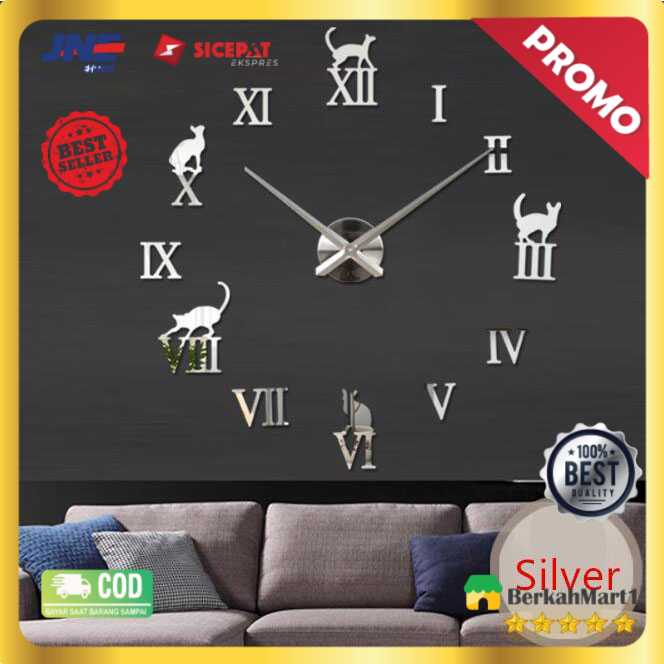 Jam Dinding Besar DIY Giant Wall Clock Model Kucing Lucu - DIY-203