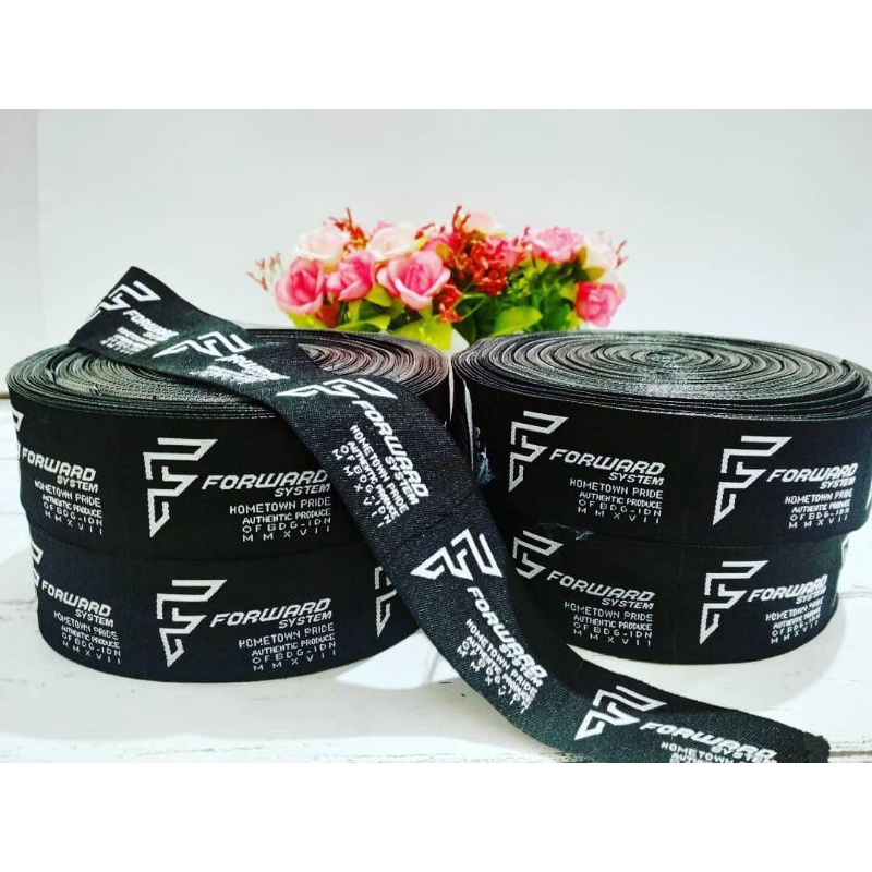 (Logo/Emblem Bentuk) Label Woven Damask/Label Bordir/Label Tenun/Label Rajut/Label Hijab
