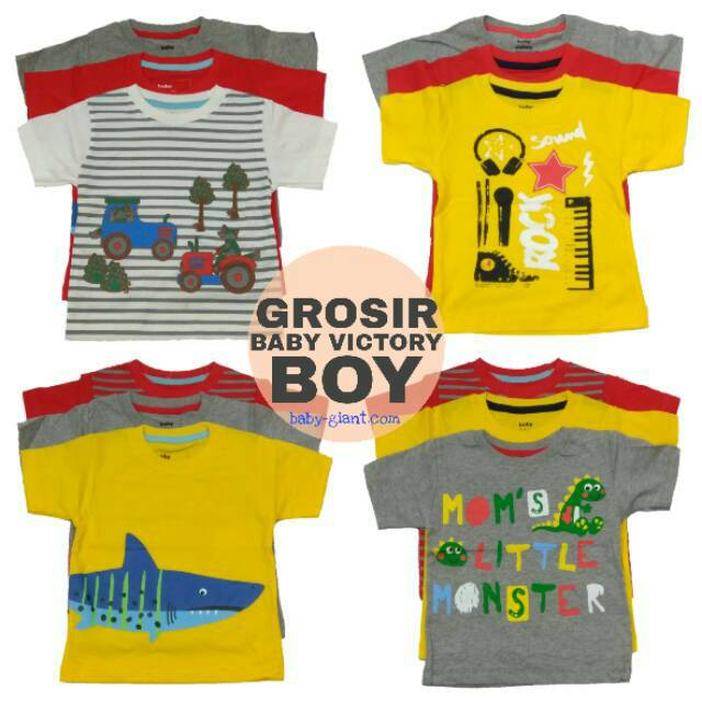 Baby Victory Kaos Anak Cowok Ukuran 6-12m, 1Y,  2Y,  3Y, 4Y, 6Y, 8Y, 10Y GROSIR &amp; ECERAN