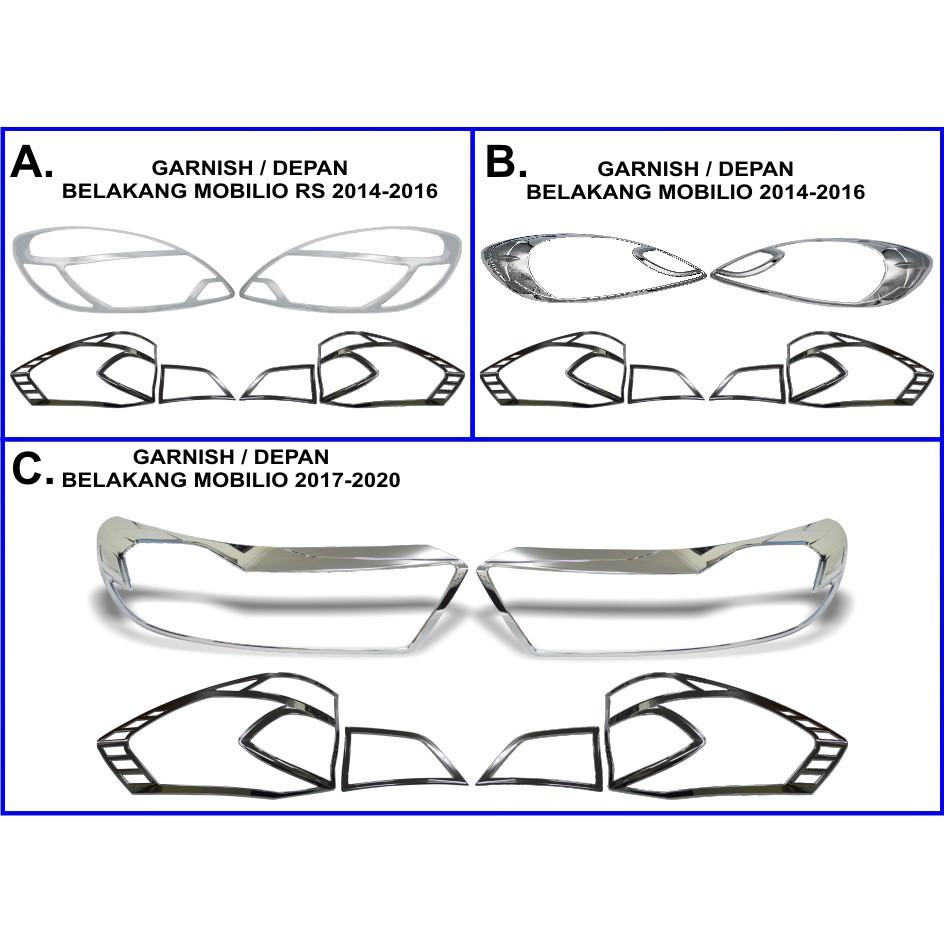GARNISH DEPAN-BELAKANG MOBILIO RS 2014-2016 / MOBILIO 2014-2016 / MOBILIO 2017-2020