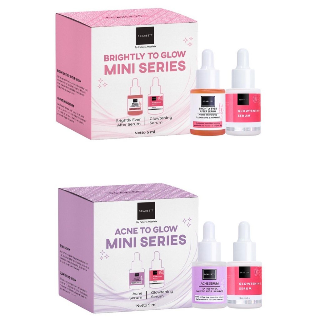 Scarlett Whitening Brightly Acne to Glow Mini Series Paket Mini Scarlet Serum Brightly Acne BPOM