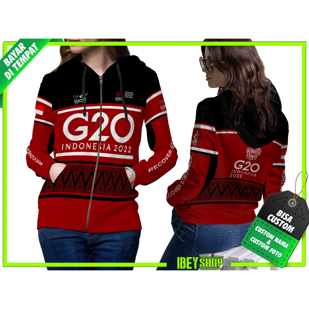Jaket Hoodie Wanita G20 Indonesia Maju [BISA COD] / Jaket G20 Indonesia Fullprint 02