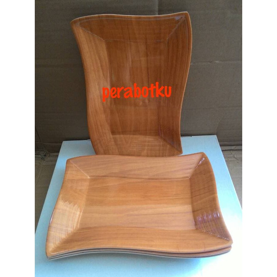 Piring Gelombang Hidangan ONYX Melamine Kayu / Centris / Elegance