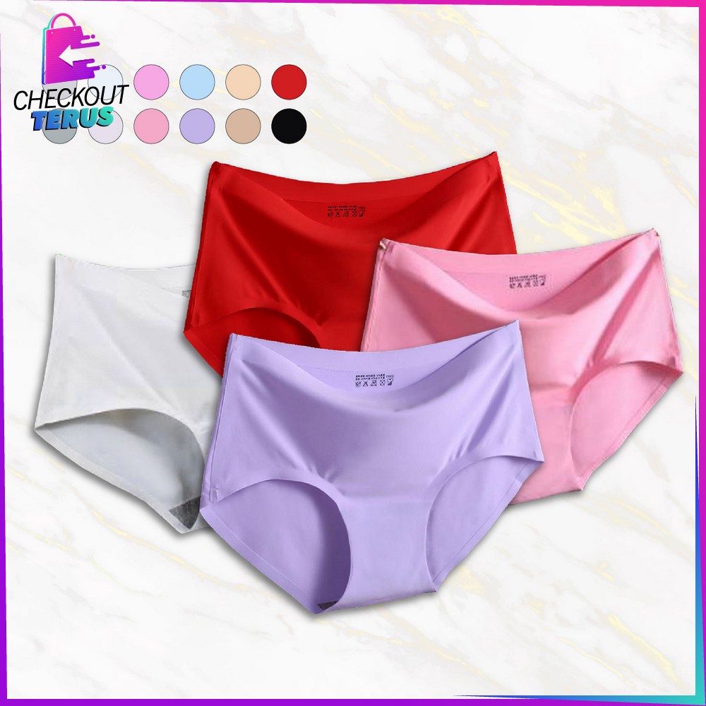 CT P38 CD Seamless Wanita Polos Celana Dalam Seamless CD Cewek Tanpa Jahitan Ice Silk Panties Underwear Celana Dalam Polos Wanita