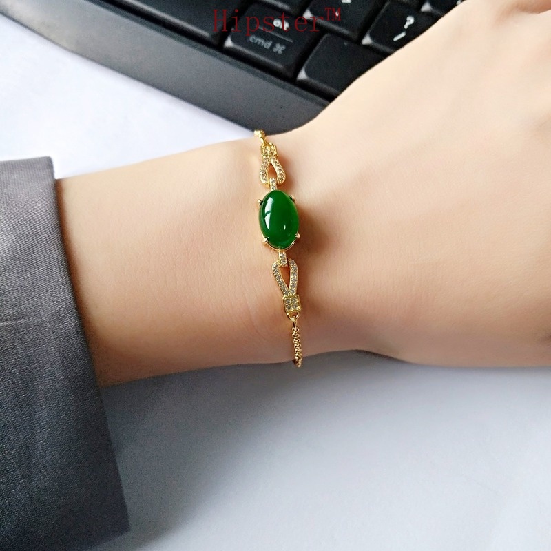 Exquisite Refined Grace Fashion Natural Emerald Gold Bracelet