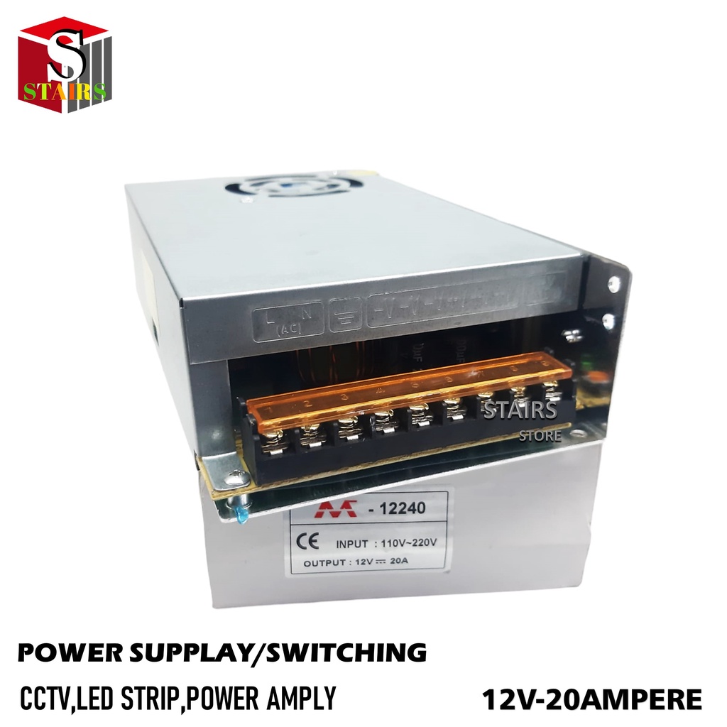 Power Supplay 12V-20A Untuk CCTV, LED Strip, Amply DLL