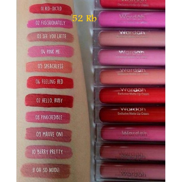WARDAH EXCLUSIVE MATTE LIP CREAM ORIGINAL MURAH WARNA LENGKAP 1-18