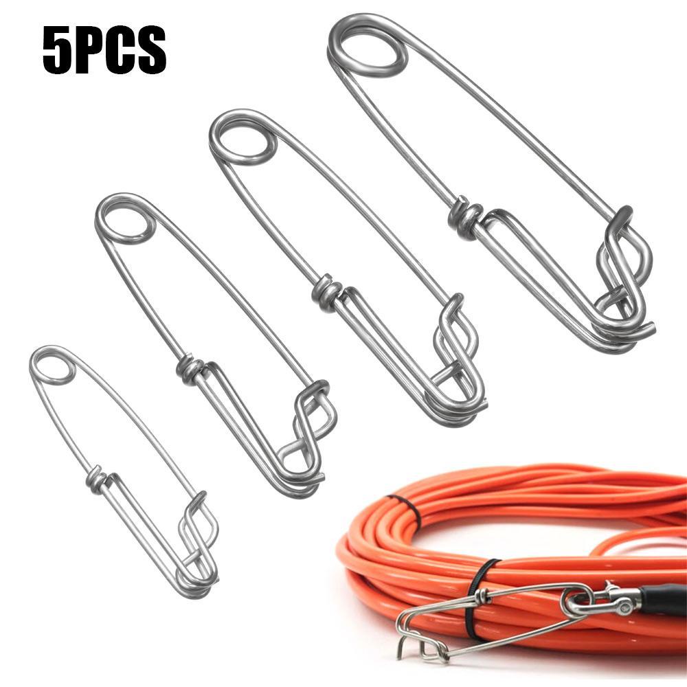 TOP 5pcs /Pack Pin Gesper Memancing Stainless Steel Fish Tackle Putar Longline Klip Mata Terbuka