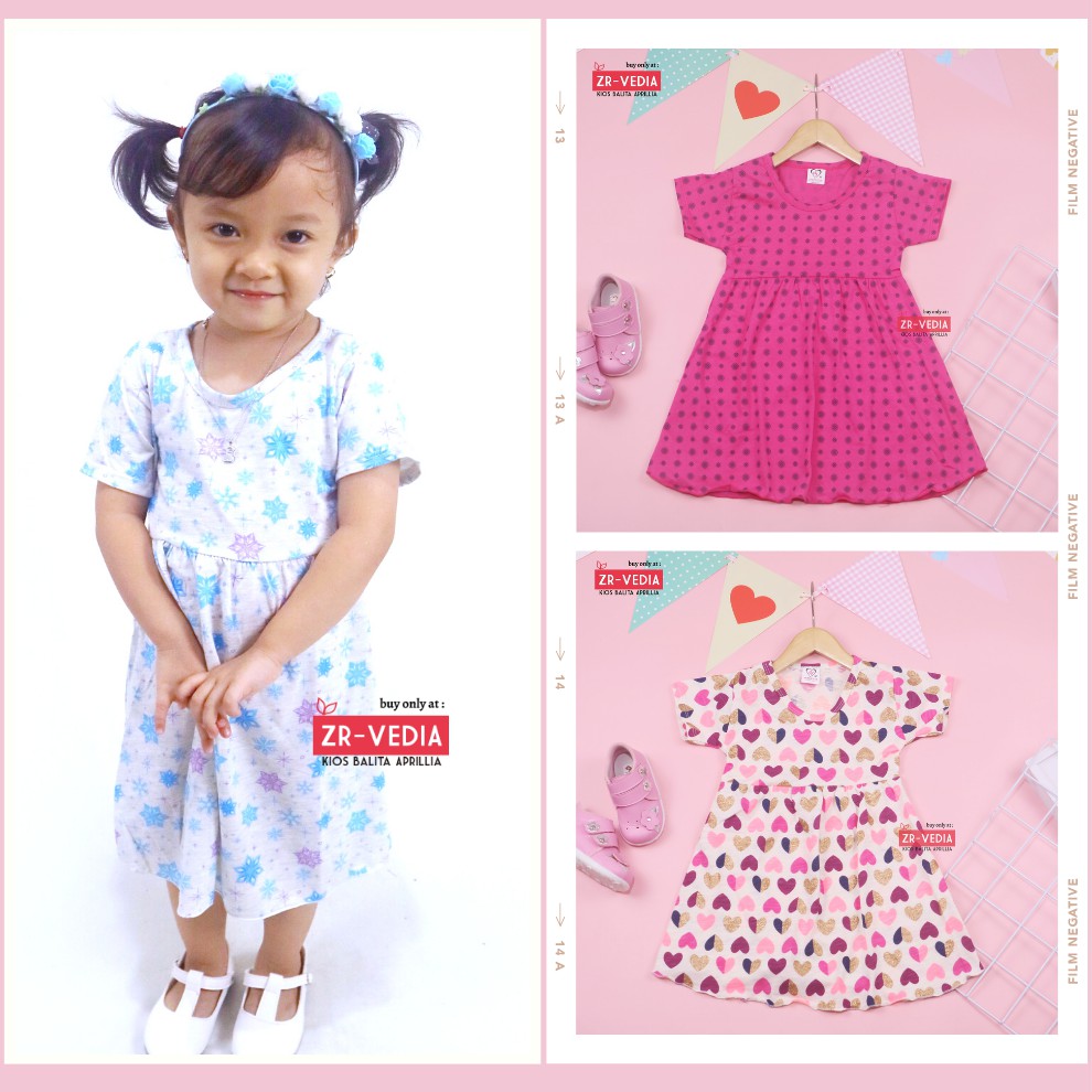 Dress Thalia 1-5 Tahun / Dres Lengan Baju Tidur Balita Anak Perempuan Adem Kaos Harian Cewek Murah