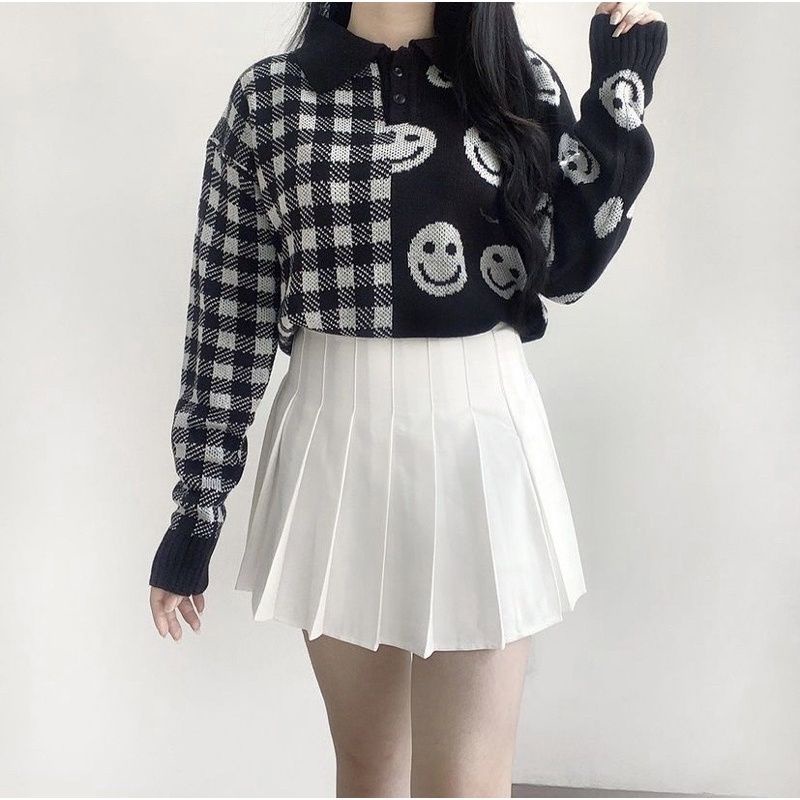 SWEATER RAJUT PREMIUM IMPORT MOTIF SMILE | SWEATER WANITA KOREAN