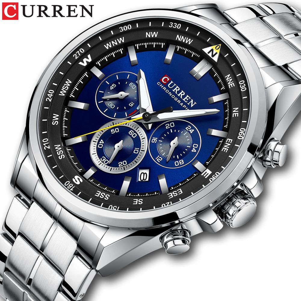 CURREN 8399 Jam Tangan Pria Analog Stainless Steel Chronograph Aktif Luminous Hand WATCHKITE WKOS