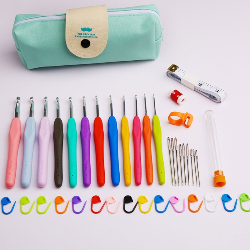 Zzz 41pcs / Set Jarum Rajut / Crochet / Tenun Gagang Panjang Lembut Ergonomis