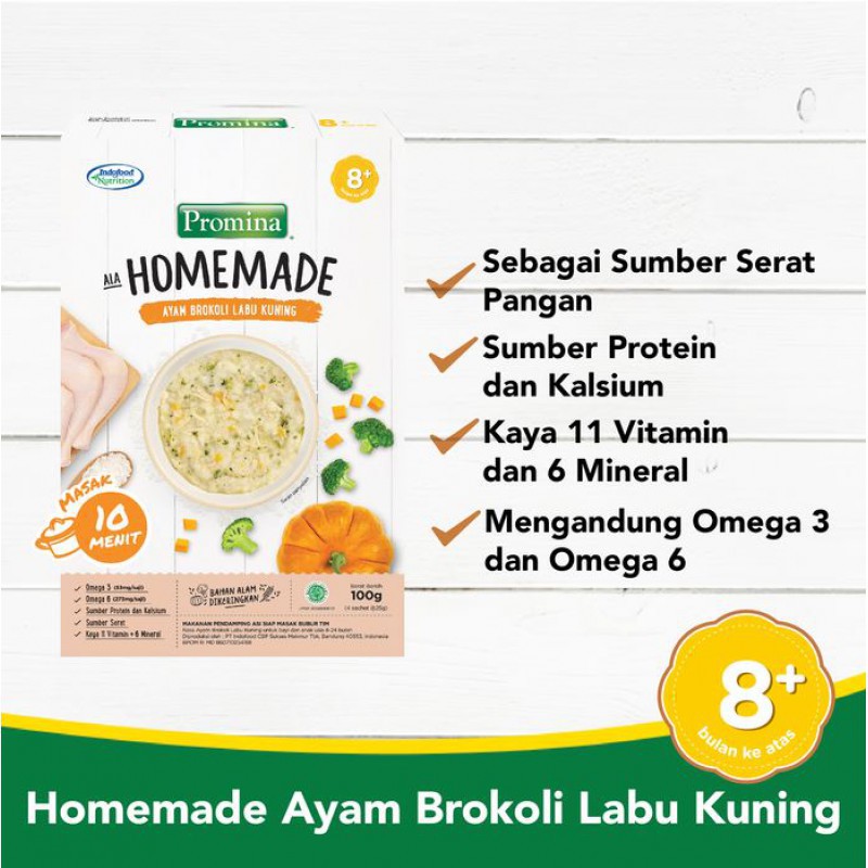 Promina Homemade Bubur Ayam Brokoli Labu Kuning 8m+ - 100gr