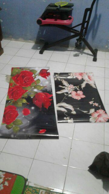 Stiker Kulkas 2pintu Bunga Mawar Merah
