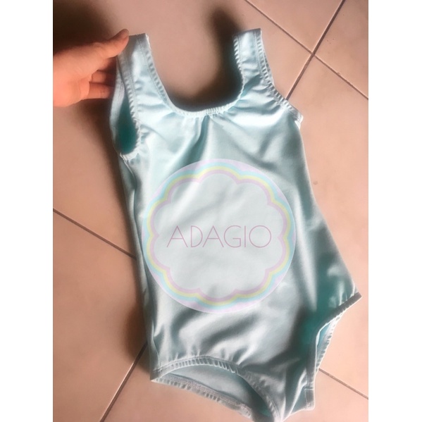 LEOTARD ATASAN BAJU BALET SENAM GYMNASTIC GYM KIDS ANAK SPANDEX MINT BIRU MUDA