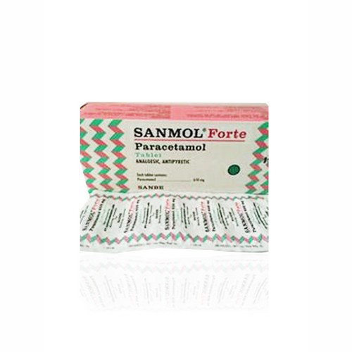 SANMOL Forte BOX 25 Strip - Obat Demam Parasetamol Anti Nyeri 100 Tablet