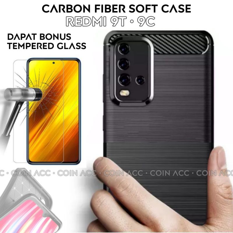 CARBON soft case REDMI 9C/9T/9/8/8A PRO/7/pocoM3 - silicon / casing auto focus hitam [original]