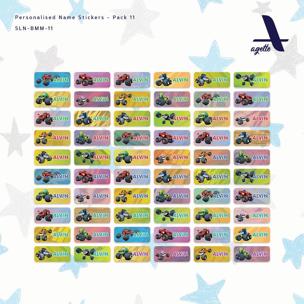 

48 - 82 PCS Stiker Label Nama Blaze Monster Machines - 11 - Waterproof