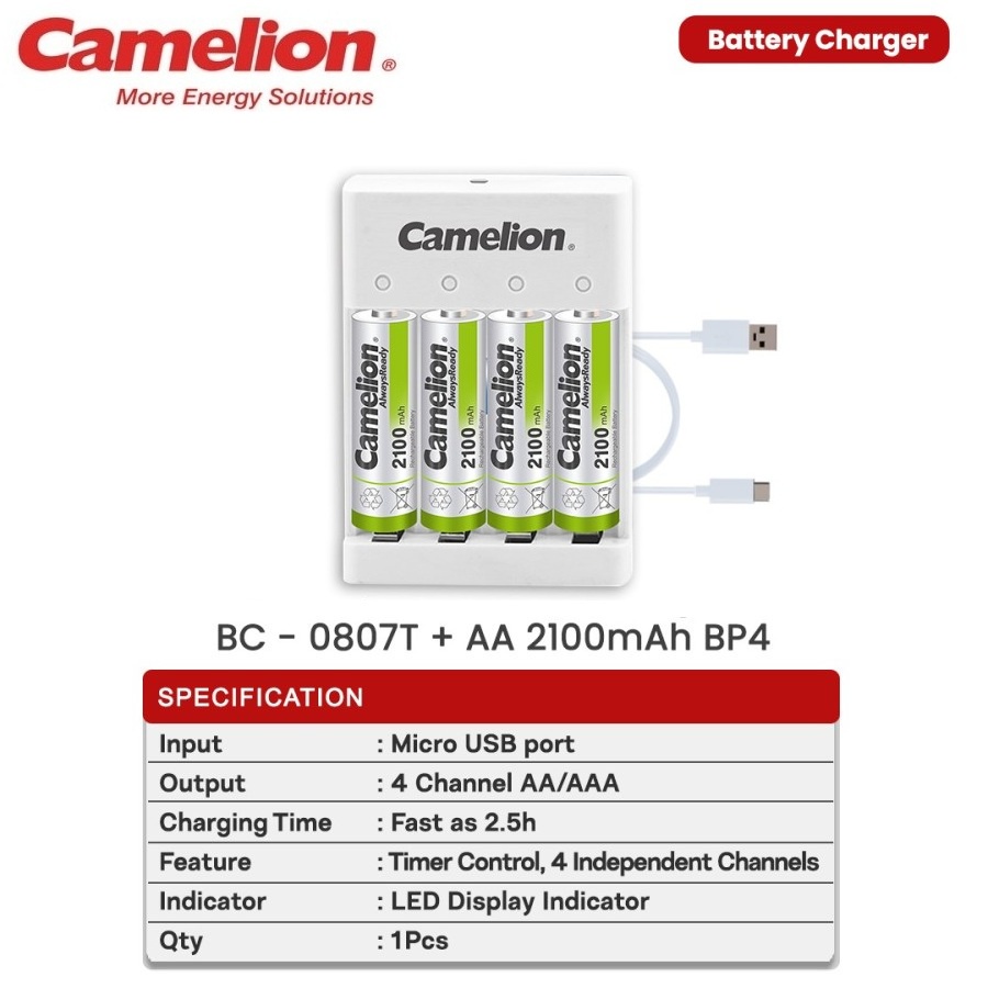 Charger Baterai Camelion BC-0807T + AA 4pcs