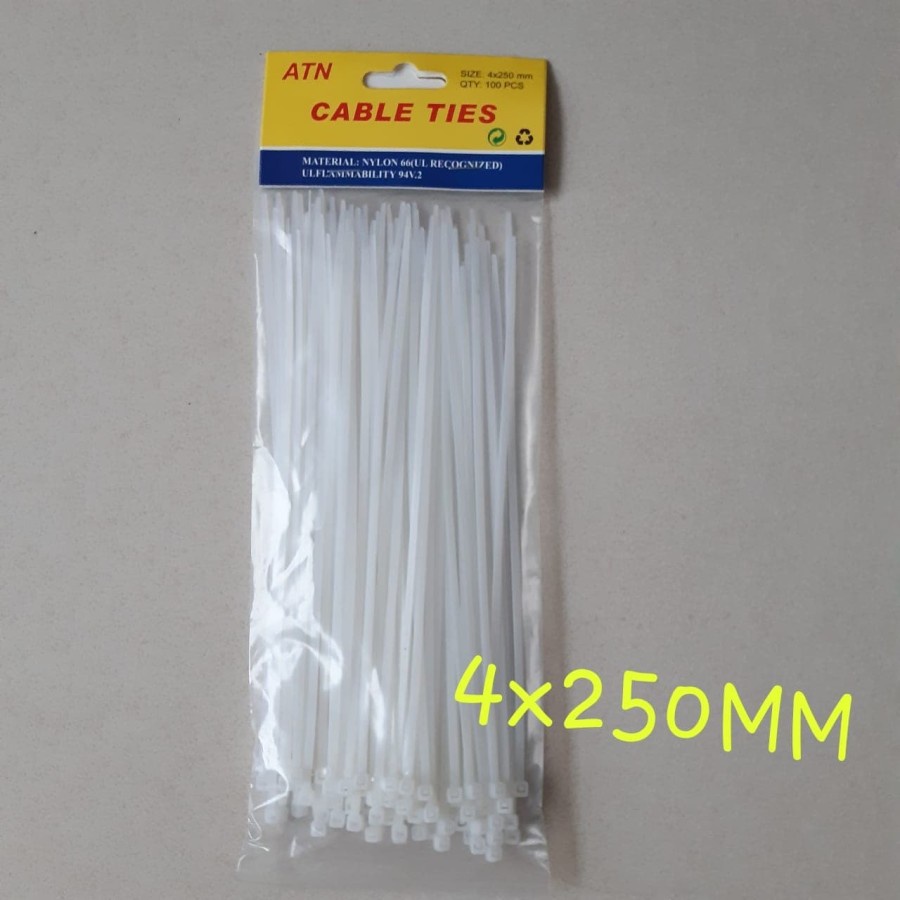 Kabel Ties 25 cm (4x250 mm) /Cable tie/Kabel Tis Putih/Hitam