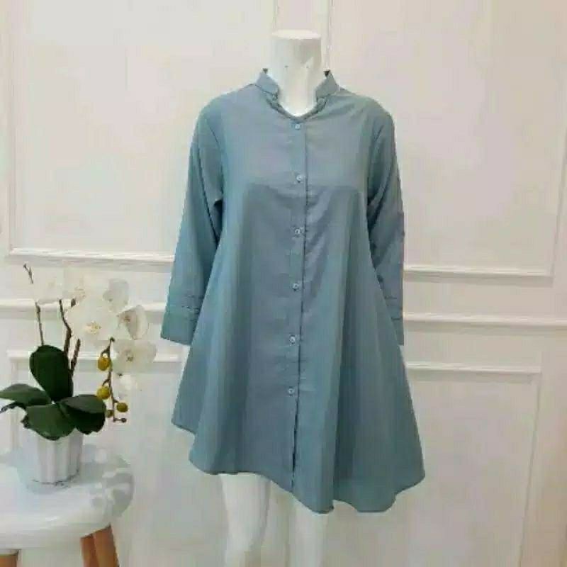 EF025 - Baju Tunik Cutting  bawah Miring Tunik Toyobo Baju Atasan Wanita Terbaru