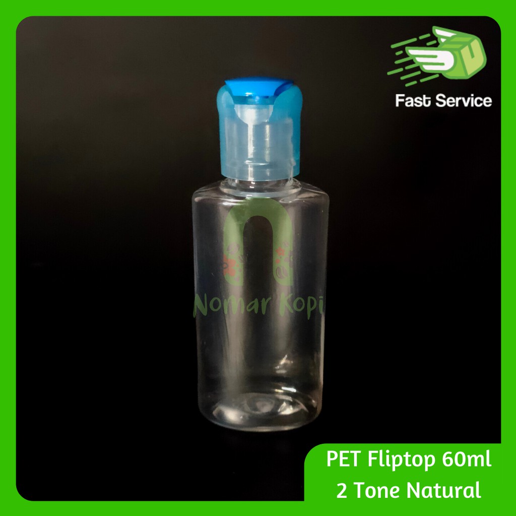 Botol PET 60ml Bening Fliptop Tutup 2 Tone Hand Sanitizer Sabun Lotion Toner Shampoo HARGA GROSIR