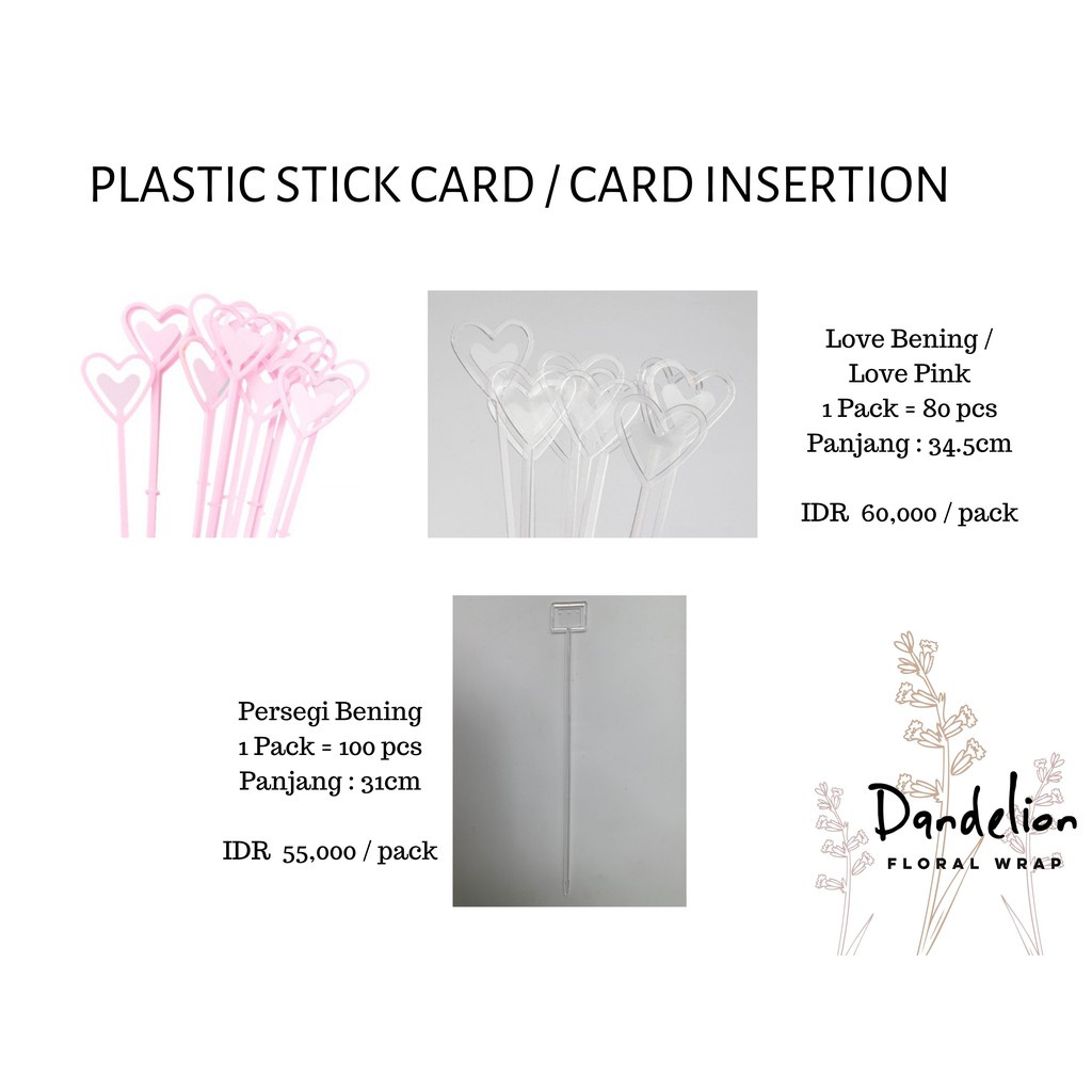 TOPPRICE STICK KARTU PLASTIK BENTUK PERSEGI / LOVE TRANSPARAN ECER PER TANGKAI / PLASTIC STICK CARD HOLDER KB16