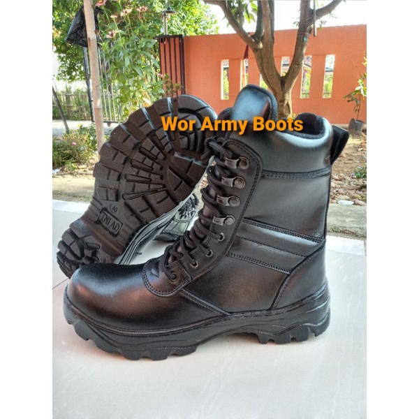 Sepatu PDL TNI AD Safety kulit Sapi Asli model Terbaru 2022 tali dan resleting