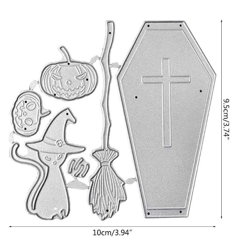 Cetakan Stensil Cutting Dies Motif Sapu Penyihir Halloween Bahan Metal Untuk Scrapbook / Craft DIY