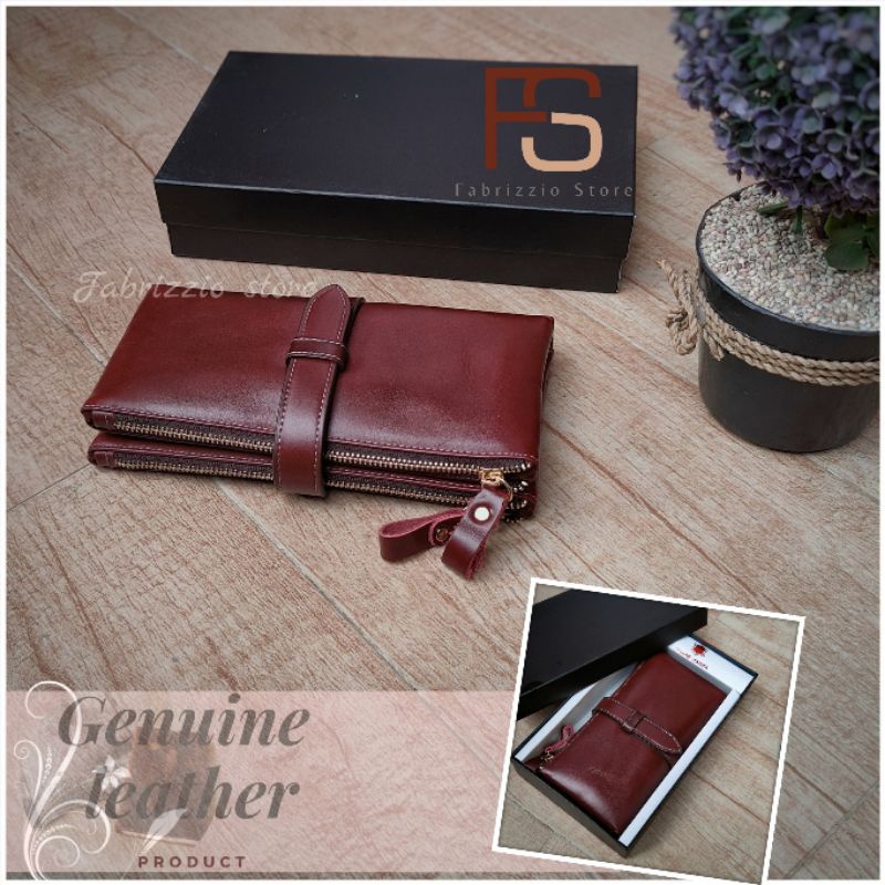 dompet wanita premium top zipper leather