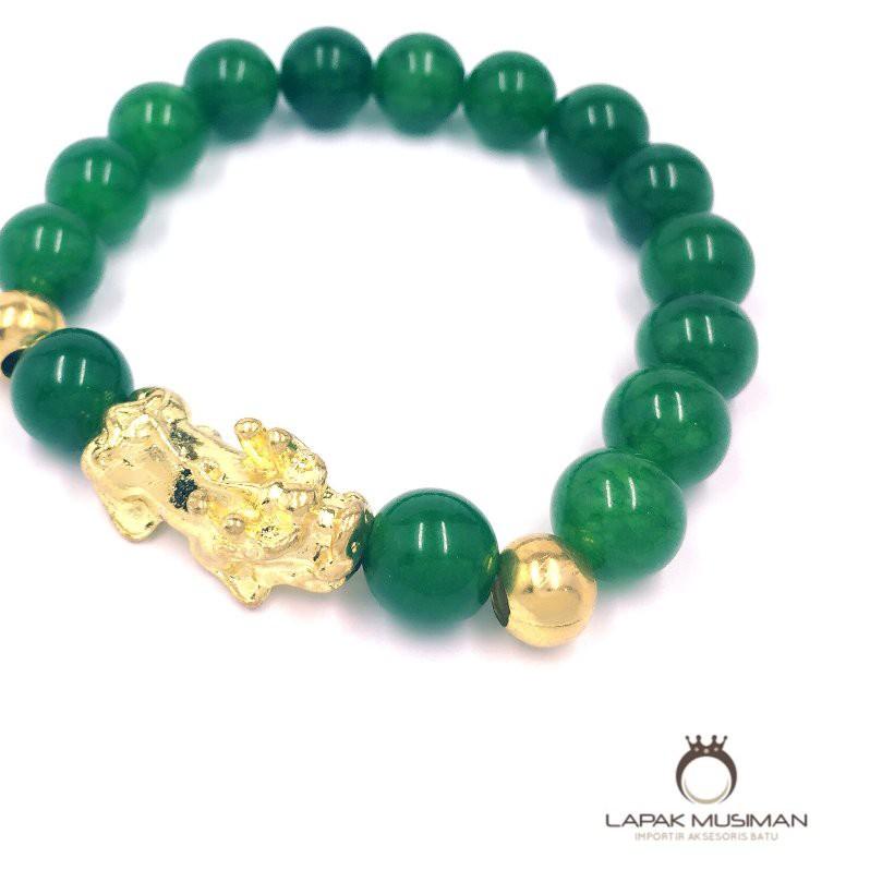 ☻ [] GELANG BATU GIOK NATURAL MANAU MOTIF QILIN ❉